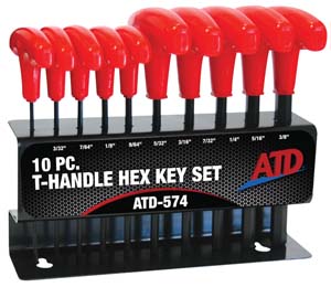 ATD-574 ATD 10 Pc. SAE T-Handle Hex Key Set